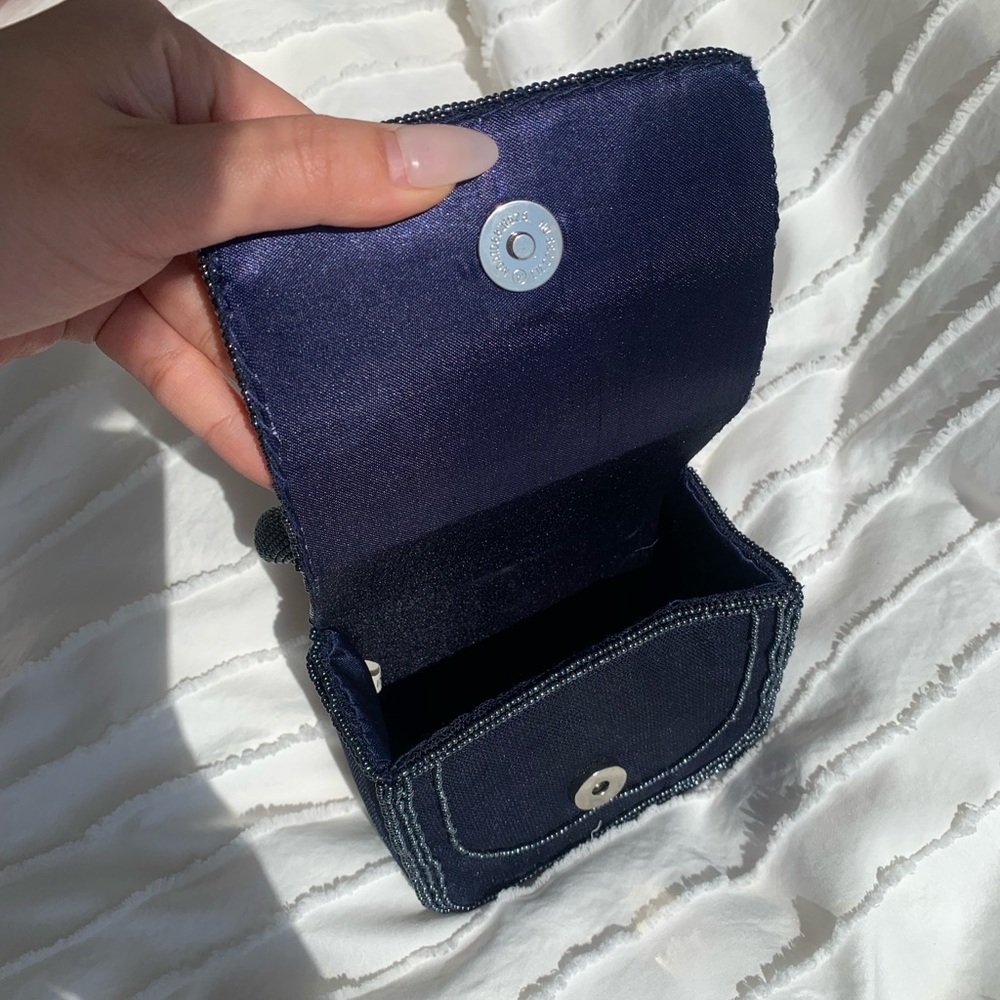 Vintage navy blue sequin embellished mini purse - Picture 3 of 3